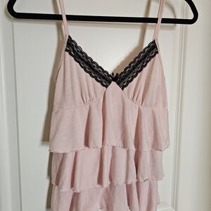 Charlotte Russe Pink Top with Black Lace